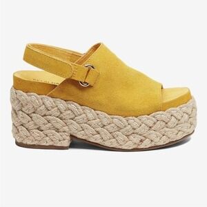Kelsi Dagger Brooklyn Keys in Mellow yellow suede espadrille platform sandals 10